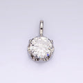 14K Gold plated 19mm Green, Clear CZ Solitaire Pendant in Gold & Silver | N1834 N1835 - DLUXCA