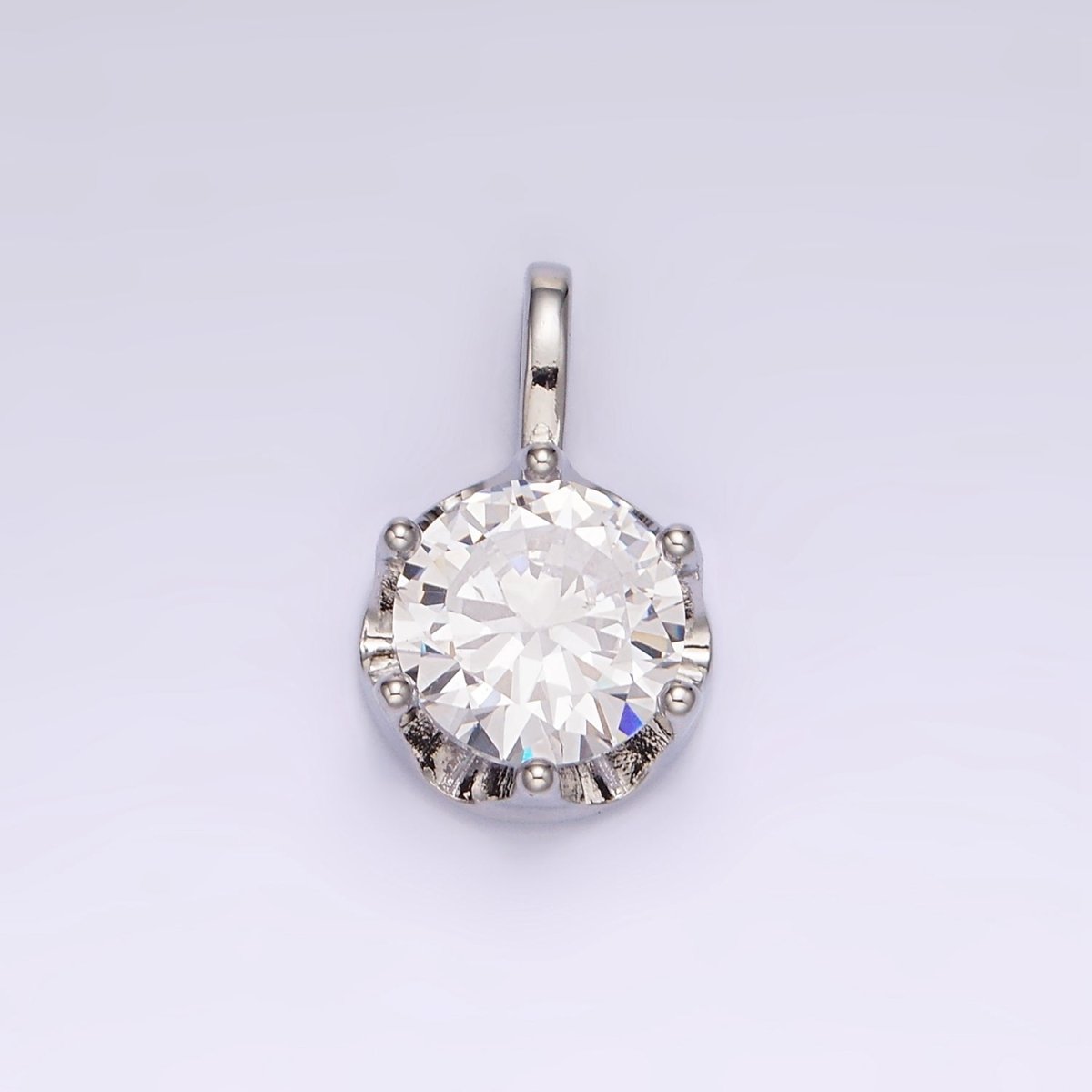 14K Gold plated 19mm Green, Clear CZ Solitaire Pendant in Gold & Silver | N1834 N1835 - DLUXCA