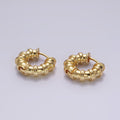 14K Gold plated 19mm Minimalist Double Lined Chubby Huggie Earrings | AE942 - DLUXCA