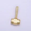 14K Gold plated 20.5mm Clear Micro Paved CZ Sledgehammer Construction Tool Charm | N1245 - DLUXCA