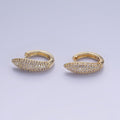 14K Gold plated 20mm, 18mm, 21mm Micro Paved CZ Bar Huggie Earrings | AB1316 - AB1318