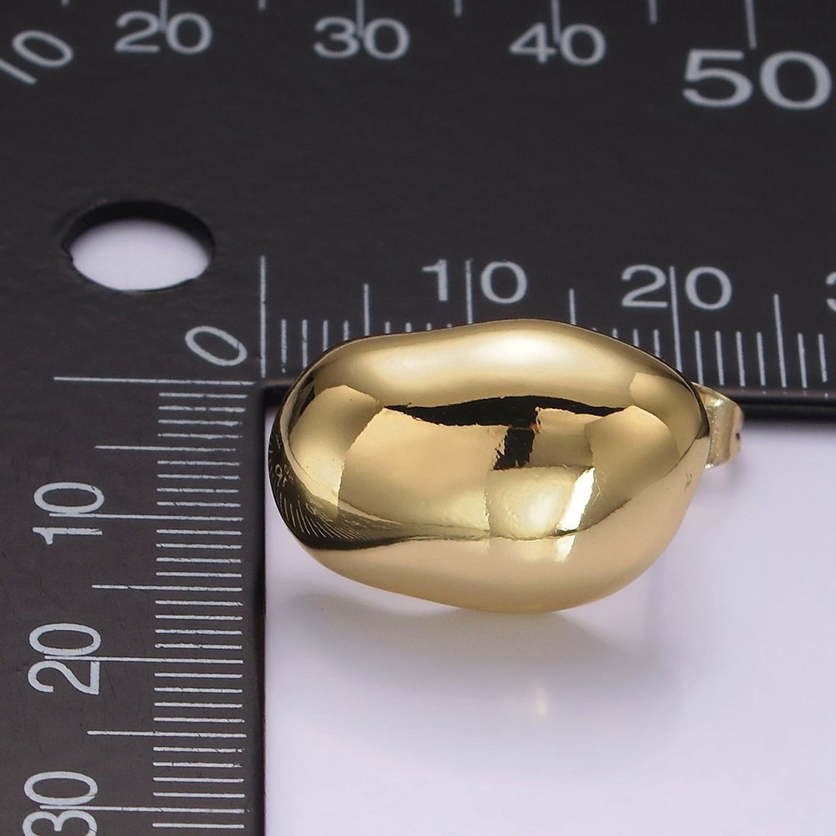 14K Gold plated 20mm Abstract Hammered Oval Bean Minimalist Stud Earrings | AE370 - DLUXCA
