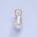 14K Gold plated 20mm Biwa Shell Pearl Drop Pendant | P1742 - DLUXCA