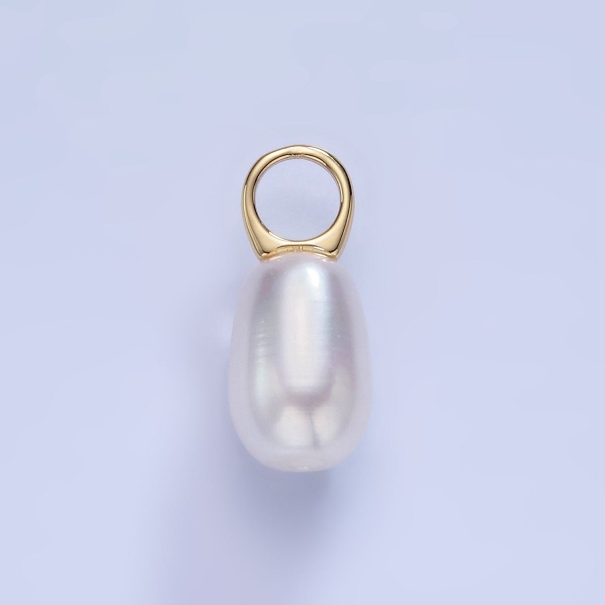 14K Gold plated 20mm Biwa Shell Pearl Drop Pendant | P1742 - DLUXCA