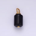 14K Gold plated 20mm Black Onyx Tube Pendant | N1992 - DLUXCA