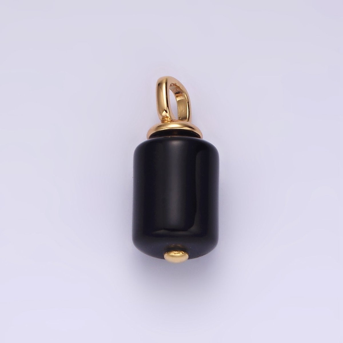 14K Gold plated 20mm Black Onyx Tube Pendant | N1992 - DLUXCA