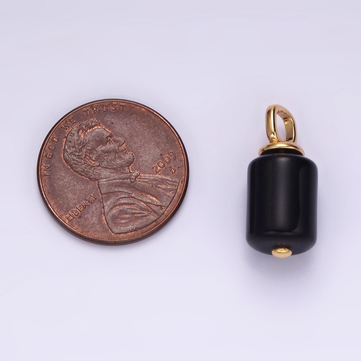 14K Gold plated 20mm Black Onyx Tube Pendant | N1992 - DLUXCA