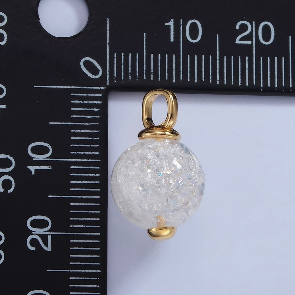 14K Gold plated 20mm Clear Crystal Quartz Round Drop Pendant | AA1120 - DLUXCA