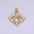 14K Gold plated 20mm Clear CZ Open Evil Eye Charm | AG-641 - DLUXCA
