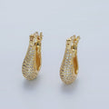 14K Gold plated 20mm Curved U-Shaped Micro Paved CZ Dome Latch Earrings | AE418 - DLUXCA