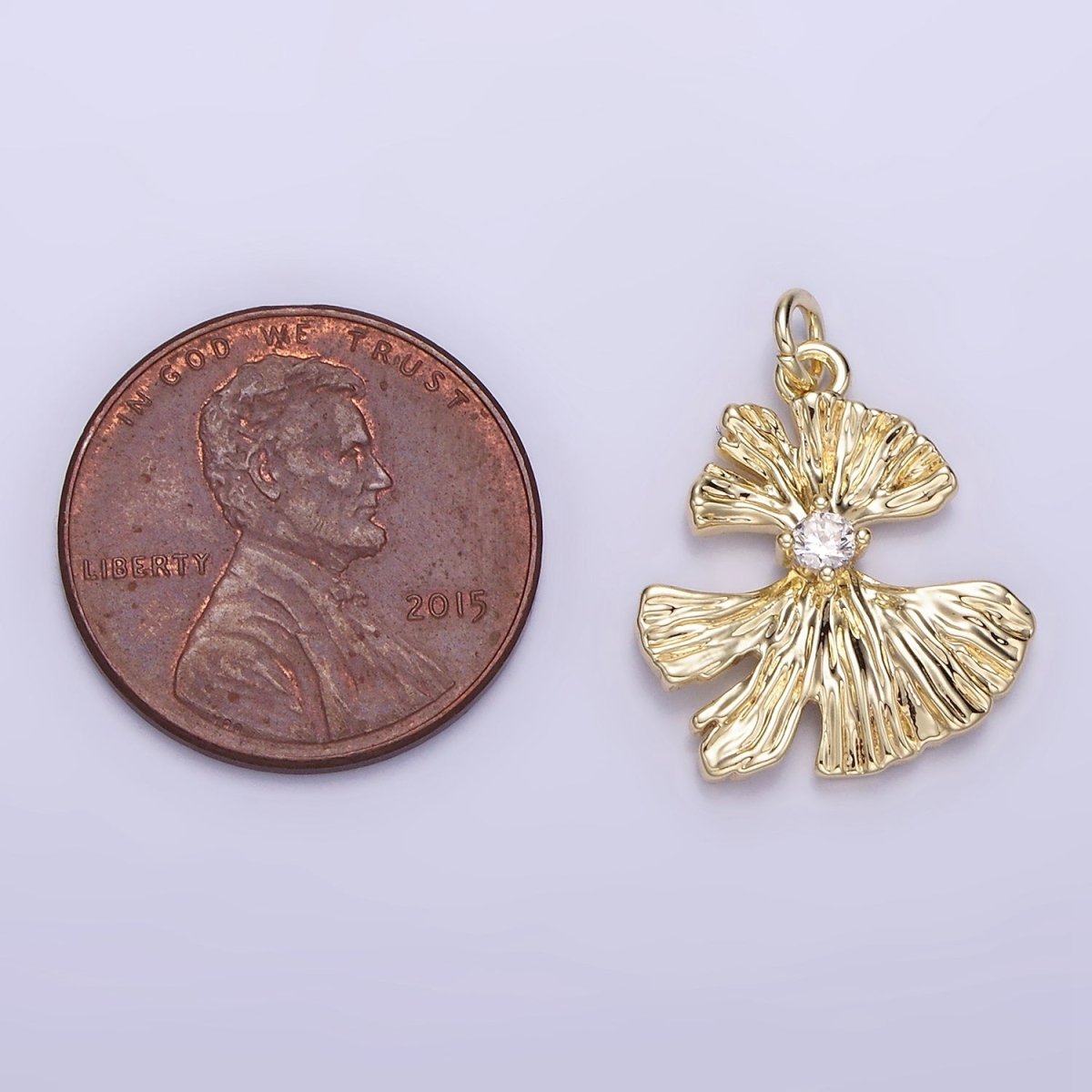 14K Gold plated 20mm CZ Foil Abstract Charm | AG740 - DLUXCA