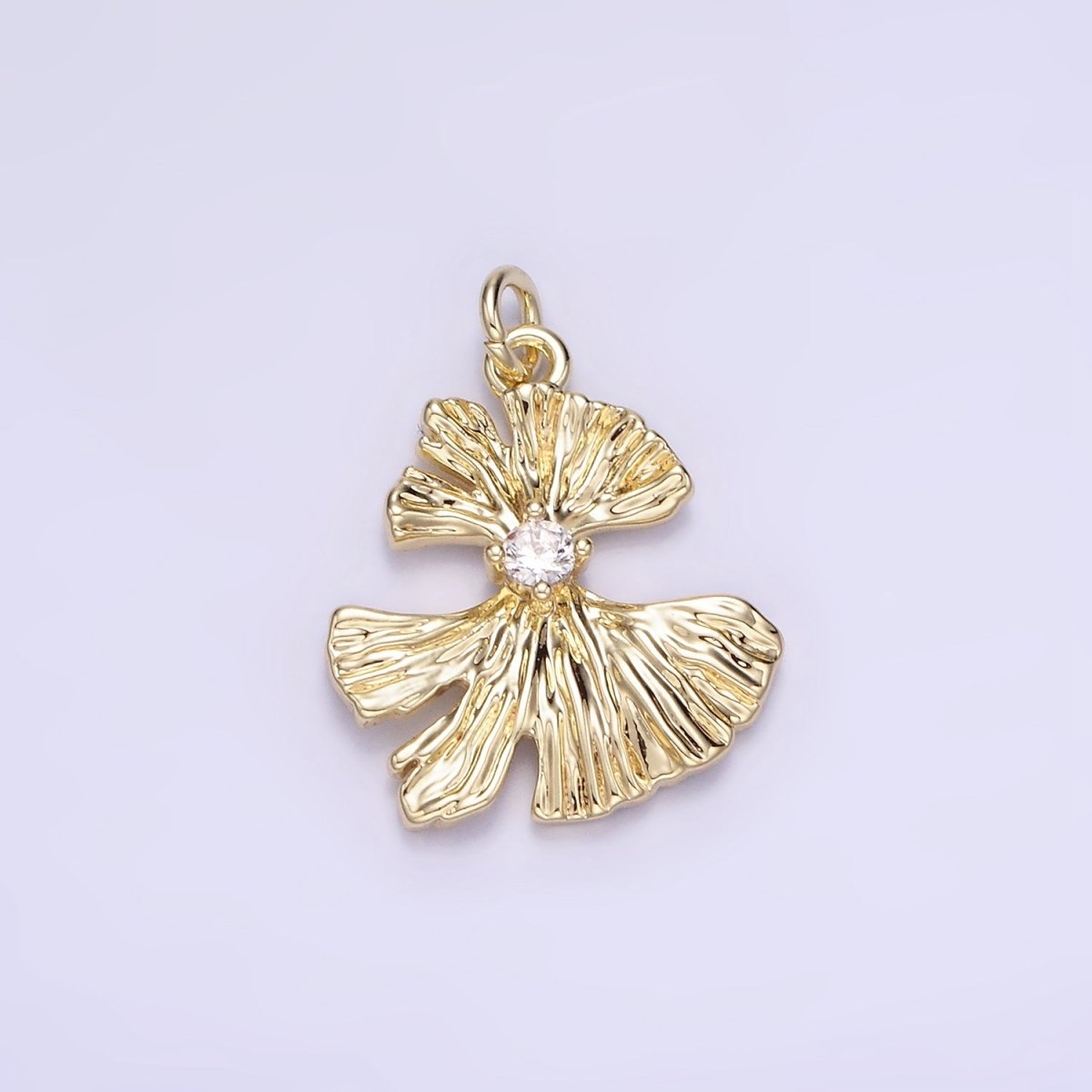 14K Gold plated 20mm CZ Foil Abstract Charm | AG740 - DLUXCA