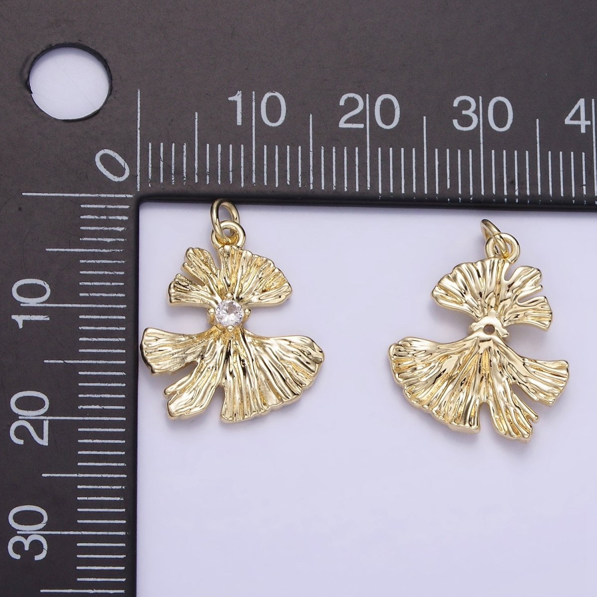 14K Gold plated 20mm CZ Foil Abstract Charm | AG740 - DLUXCA