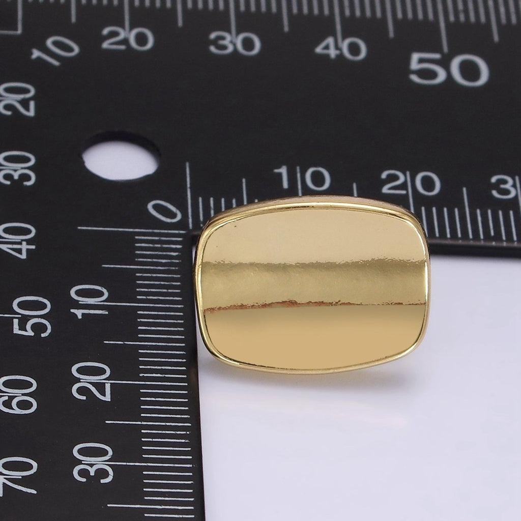 14K Gold plated 20mm Edged Bar Rectangular Minimalist Stud Earrings | V453 - DLUXCA
