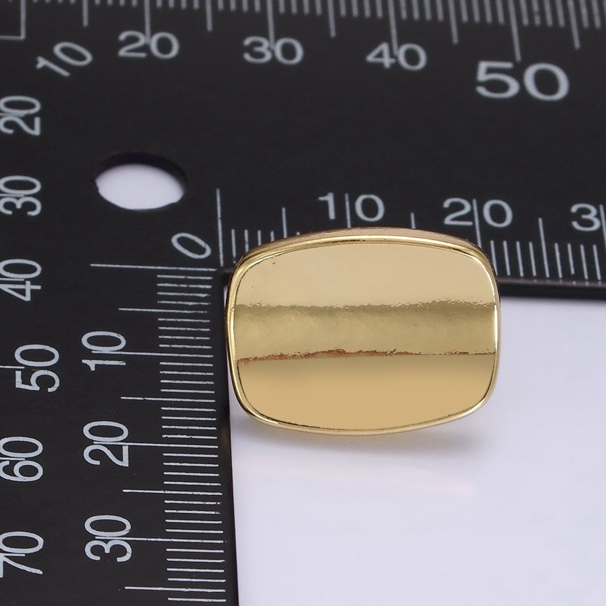 14K Gold plated 20mm Edged Bar Rectangular Minimalist Stud Earrings | V453 - DLUXCA
