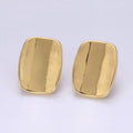 14K Gold plated 20mm Edged Bar Rectangular Minimalist Stud Earrings | V453 - DLUXCA