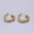 14K Gold plated 20mm Geometric Croissant Rhondelle Bead Hinge Hoop Earrings in Gold & Silver | AE311 AE312
