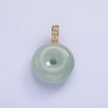 14K Gold plated 20mm Green Jade Donut Micro Paved CZ Bail Pendant | AH139 - DLUXCA