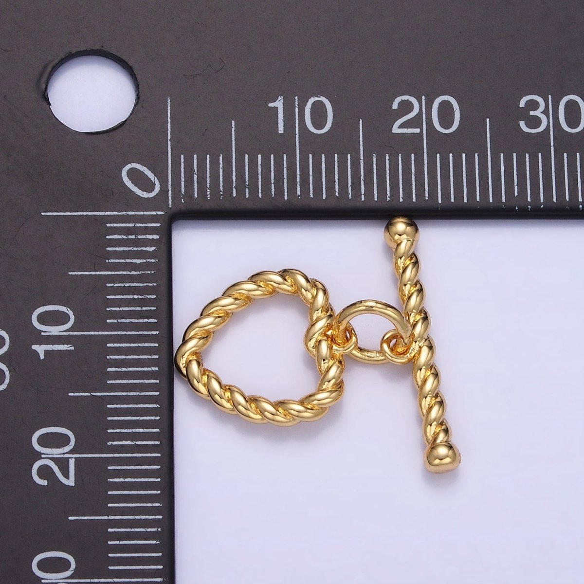 14K Gold plated 20mm Heart Croissant Toggle Clasps Closure Findings | Z778 - DLUXCA