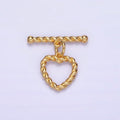 14K Gold plated 20mm Heart Croissant Toggle Clasps Closure Findings | Z778 - DLUXCA