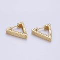 14K Gold plated 20mm Heart Hexagonal Filigree Triangle Hoop Earrings | AE721 - DLUXCA
