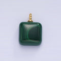 14K Gold plated 20mm Malachite Gemstone Square Charm | AG681 - DLUXCA