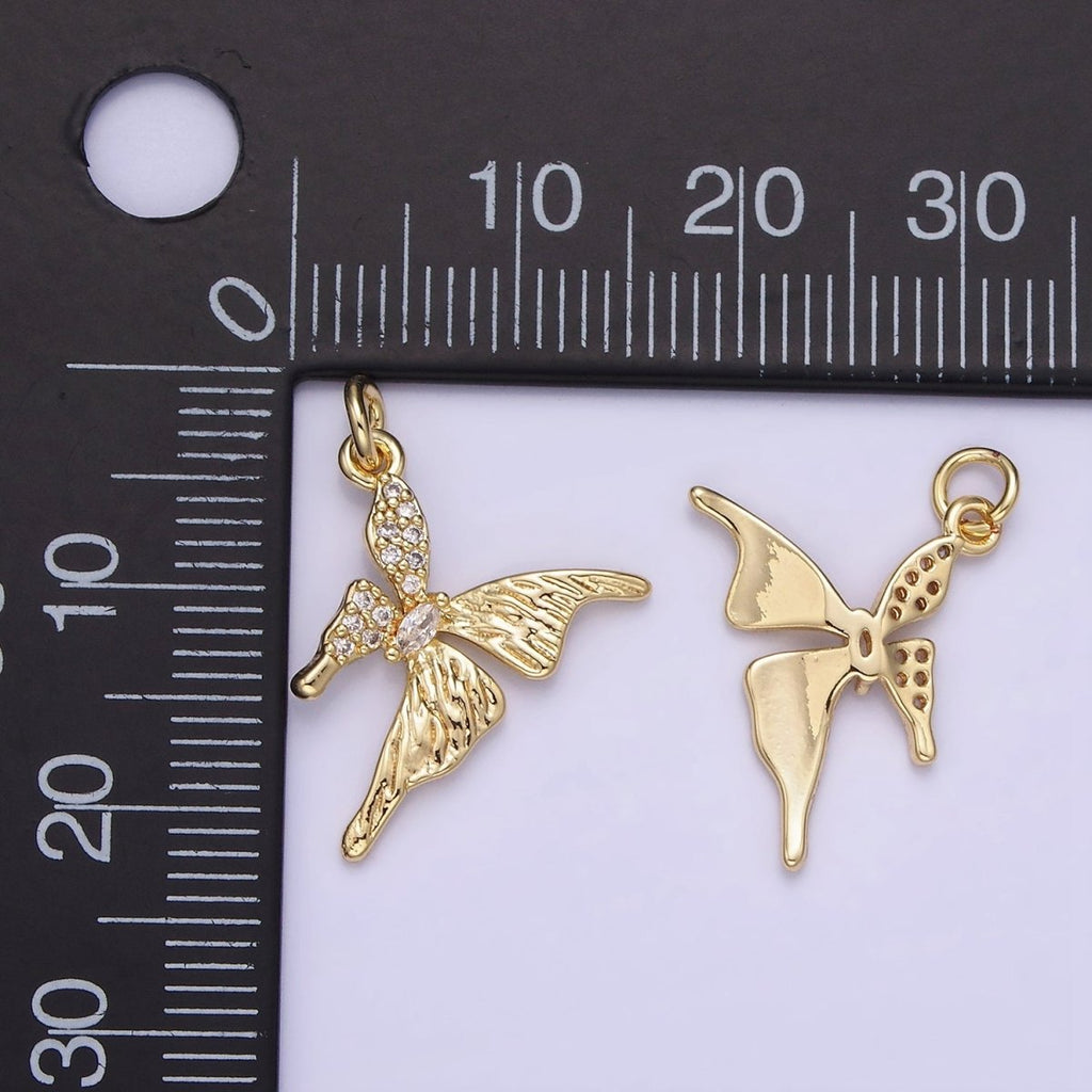 14K Gold plated 20mm Micro Paved CZ Butterfly Insect Wings | AG734 - DLUXCA