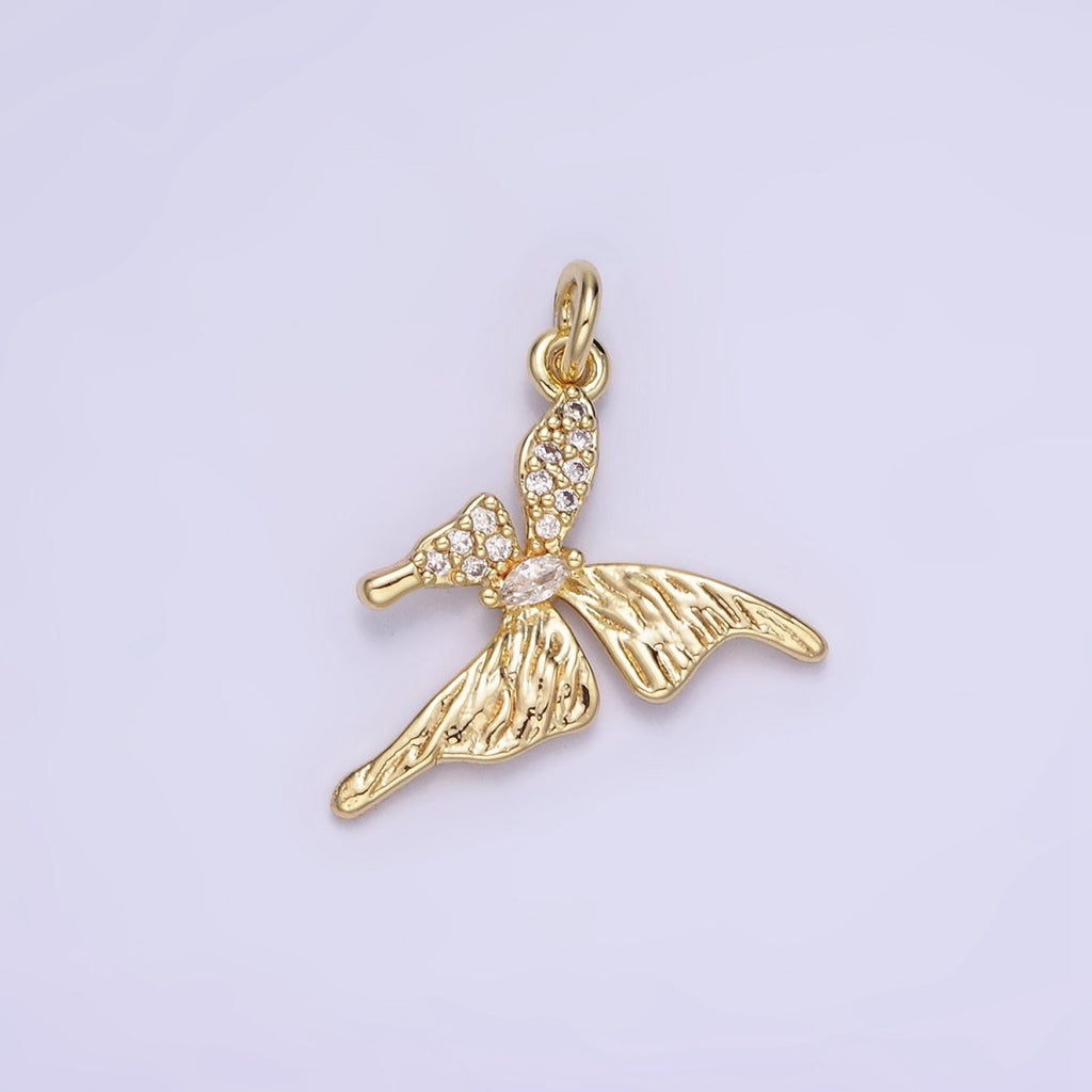 14K Gold plated 20mm Micro Paved CZ Butterfly Insect Wings | AG734 - DLUXCA