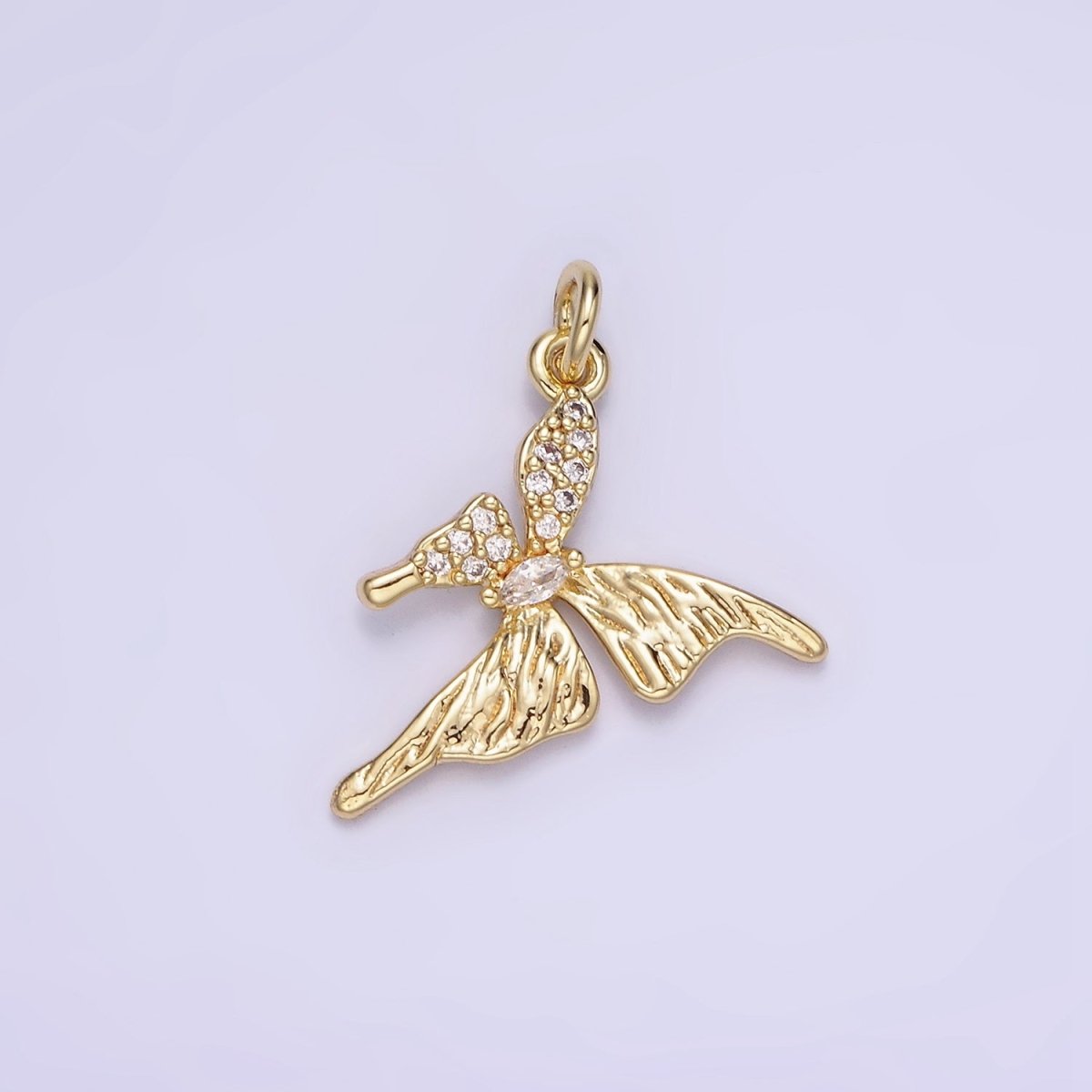 14K Gold plated 20mm Micro Paved CZ Butterfly Insect Wings | AG734 - DLUXCA