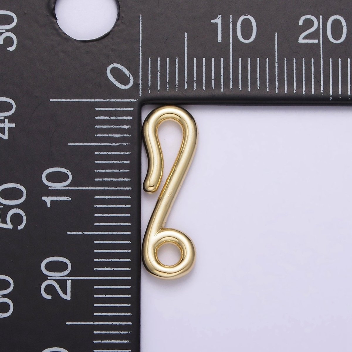 14K Gold plated 20mm Minimalist Hook Loop Jewelry Finding Closure Supply | Z655 - DLUXCA