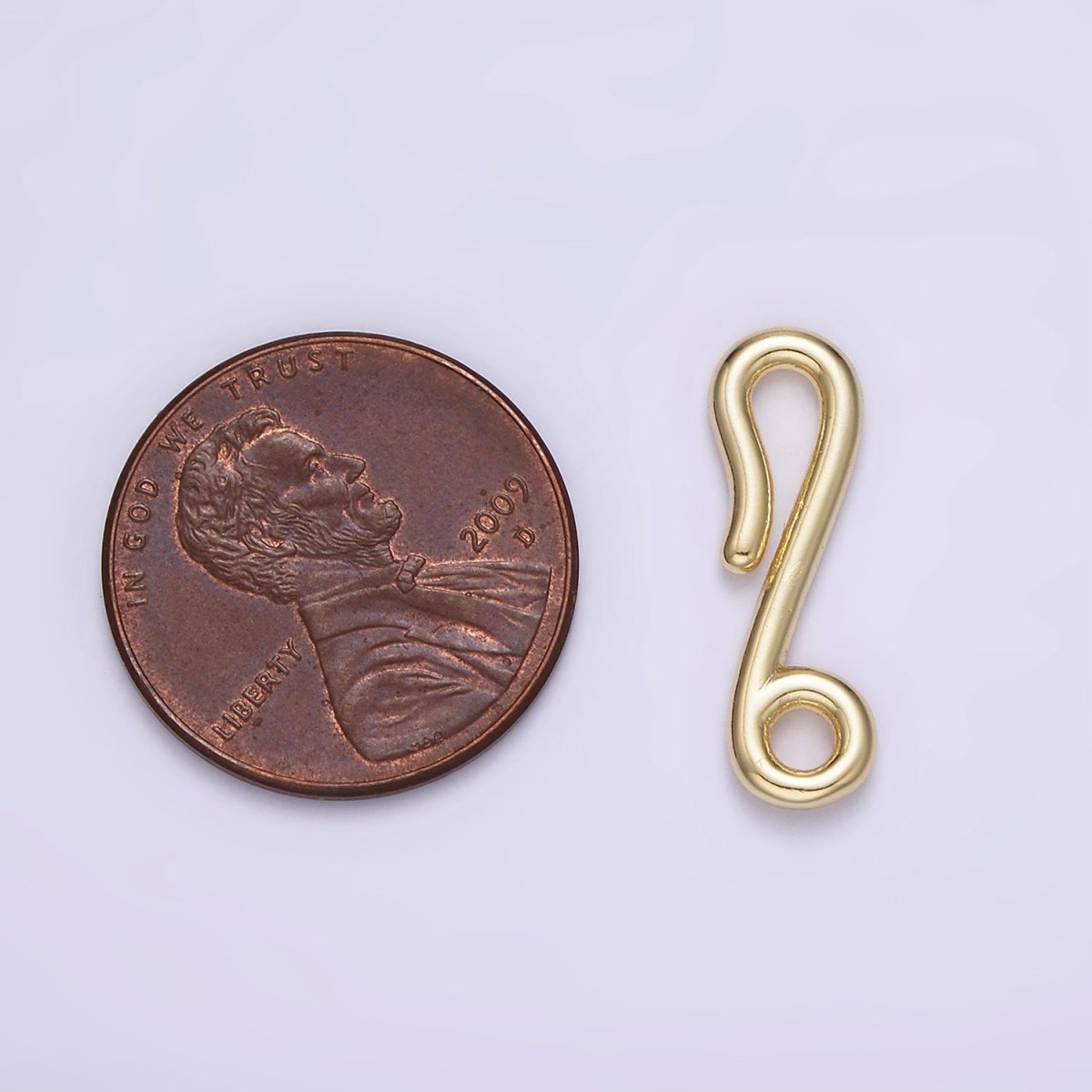 14K Gold plated 20mm Minimalist Hook Loop Jewelry Finding Closure Supply | Z655 - DLUXCA