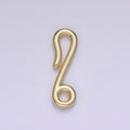 14K Gold plated 20mm Minimalist Hook Loop Jewelry Finding Closure Supply | Z655 - DLUXCA