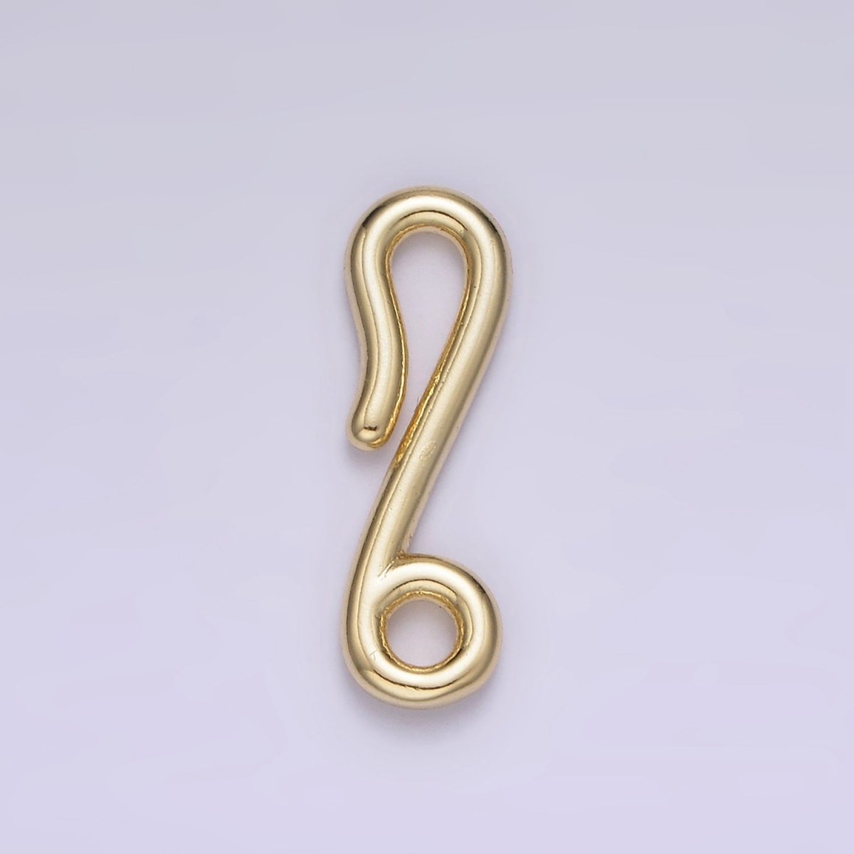 14K Gold plated 20mm Minimalist Hook Loop Jewelry Finding Closure Supply | Z655 - DLUXCA