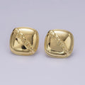14K Gold plated 20mm Molten Drip Rhombus Minimalist Stud Earrings | V455 - DLUXCA