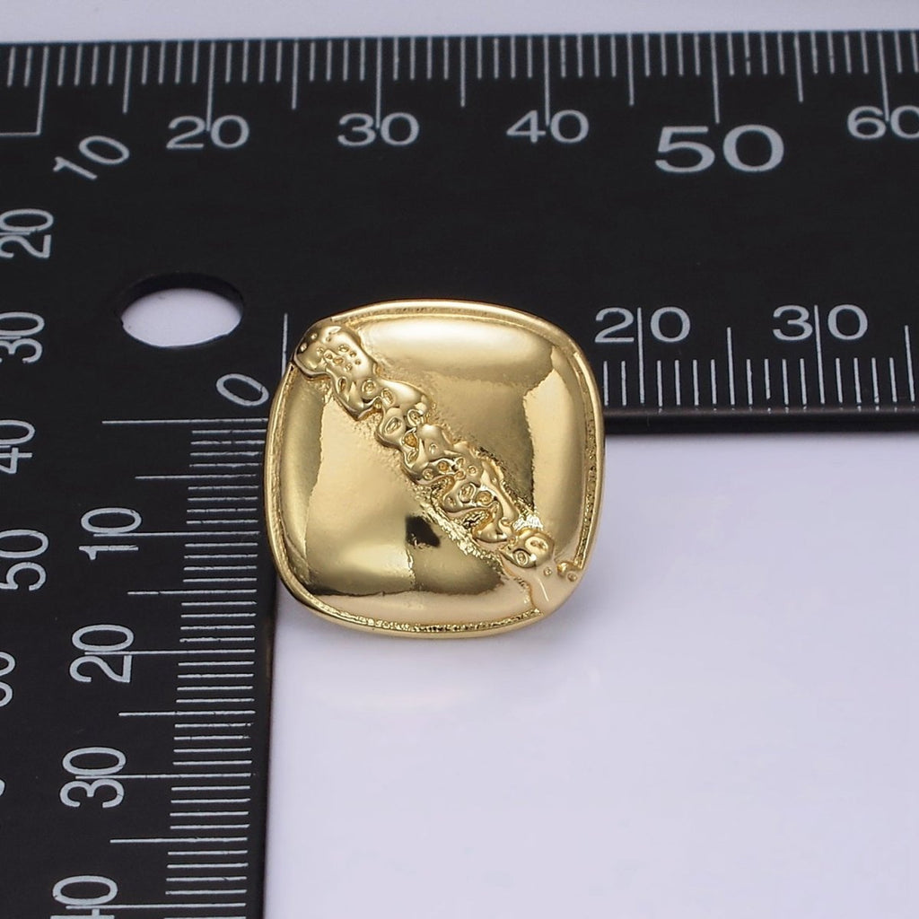 14K Gold plated 20mm Molten Drip Rhombus Minimalist Stud Earrings | V455 - DLUXCA