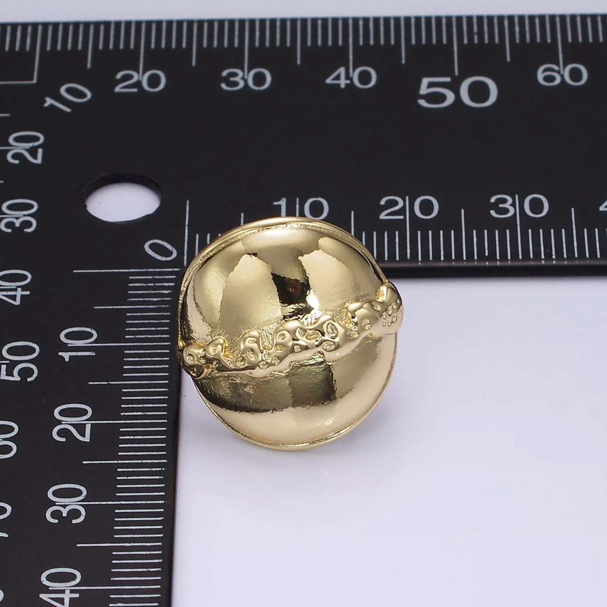 14K Gold plated 20mm Molten Drip Round Dome C-Shaped Hoop Earrings | V465 - DLUXCA