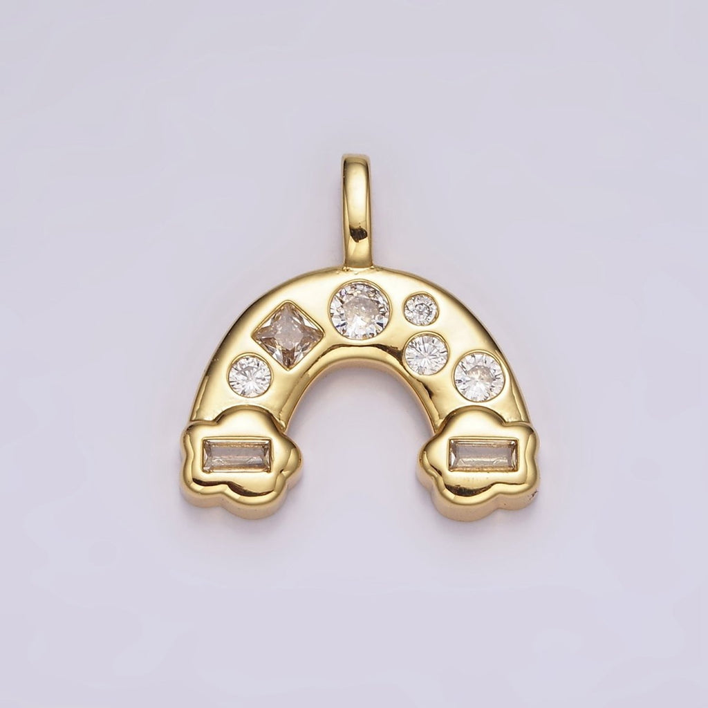 14K Gold plated 20mm Multicolor, Clear CZ Rainbow Cloud Pendant | AH082 AH084 - DLUXCA