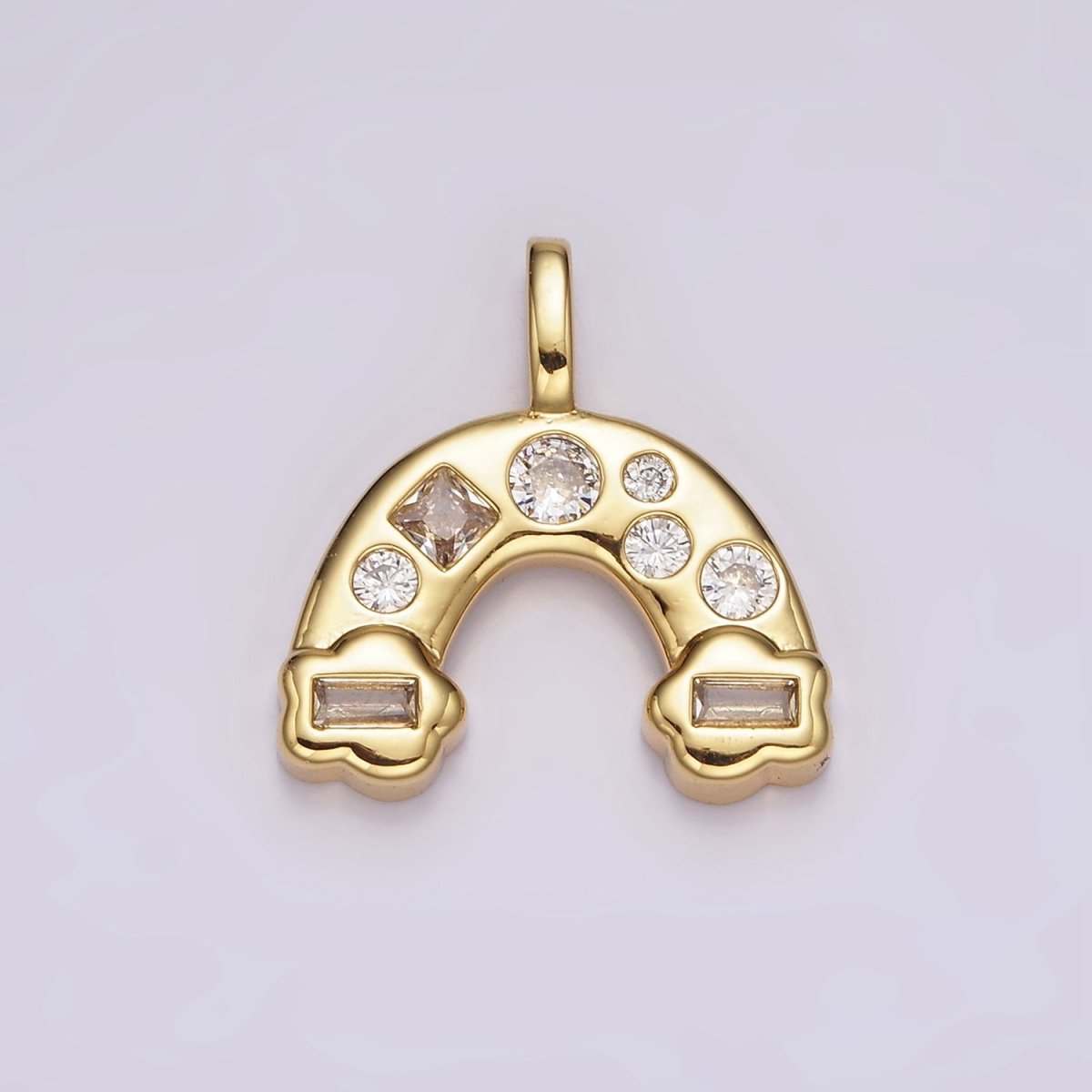14K Gold plated 20mm Multicolor, Clear CZ Rainbow Cloud Pendant | AH082 AH084 - DLUXCA