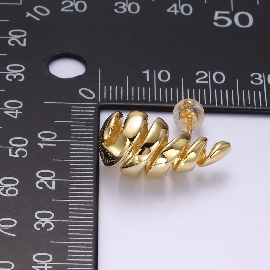 14K Gold plated 20mm Multiple Open Band Teardrop Stud Earrings | AE183 - DLUXCA