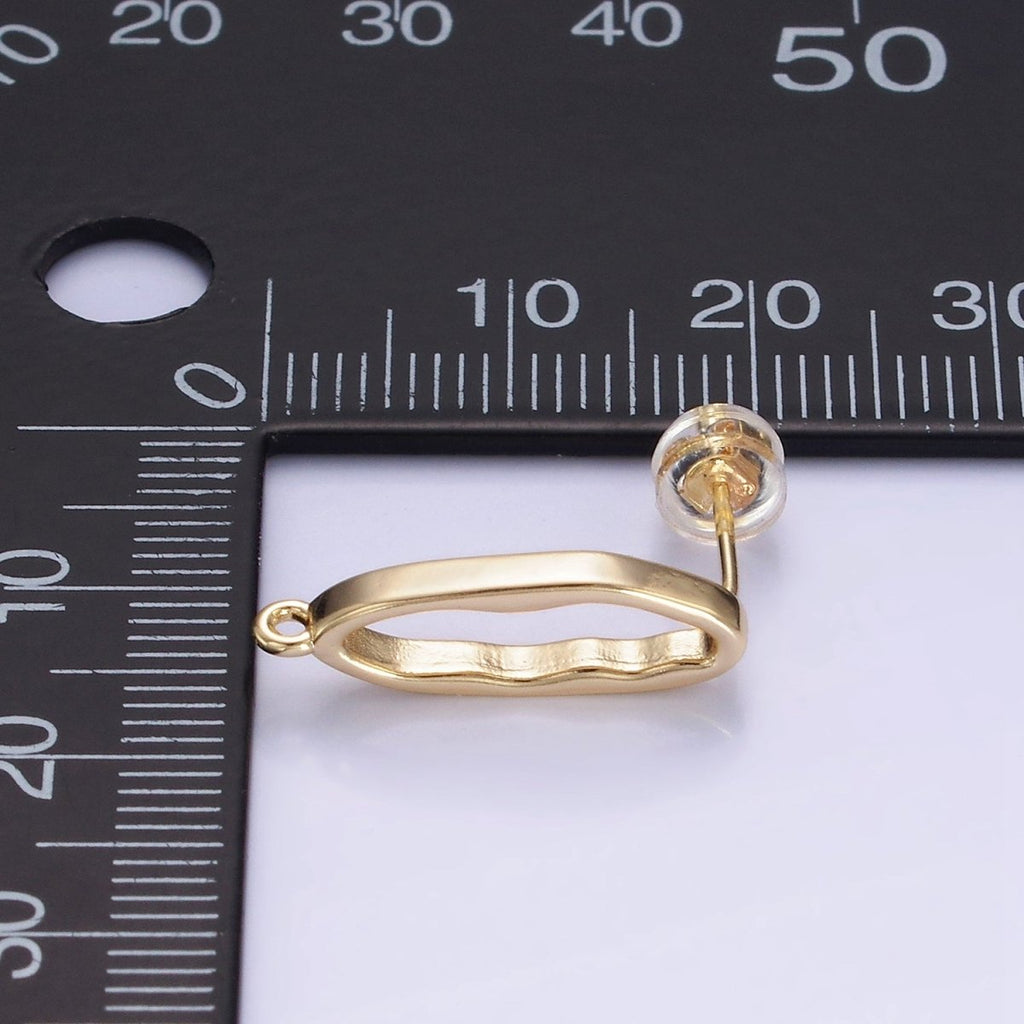 14K Gold plated 20mm Open Oblong Band Drop Stud Earrings Findings | Z707 - DLUXCA