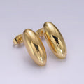 14K Gold plated 20mm Sphere Dome Minimalist Drop Stud Earrings | AB1110 - DLUXCA