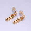 14K Gold plated 21mm Multicolor CZ Curb Chain Link Drop Stud Earrings | AE909 - DLUXCA