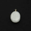14K Gold plated 21mm White Keshi Freshwater Pearl Oval Charm | P1589 - DLUXCA
