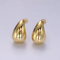 14K Gold plated 22.5mm Teardrop Dome Modern Statement Stud Earrings | AE177 - DLUXCA