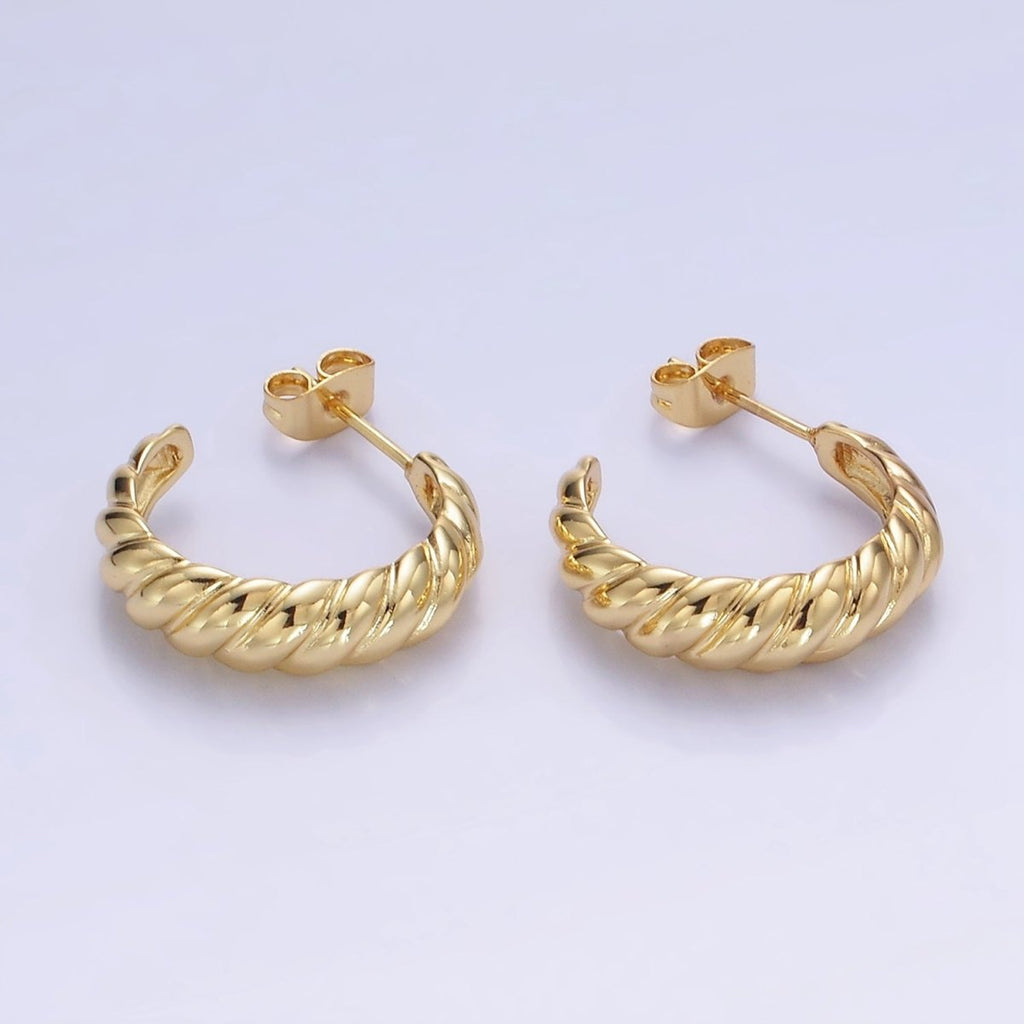 14K Gold plated 22mm Croissant C-Shaped Hoop Earrings | AB1332 - DLUXCA