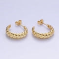 14K Gold plated 22mm Croissant C-Shaped Hoop Earrings | AB1332 - DLUXCA