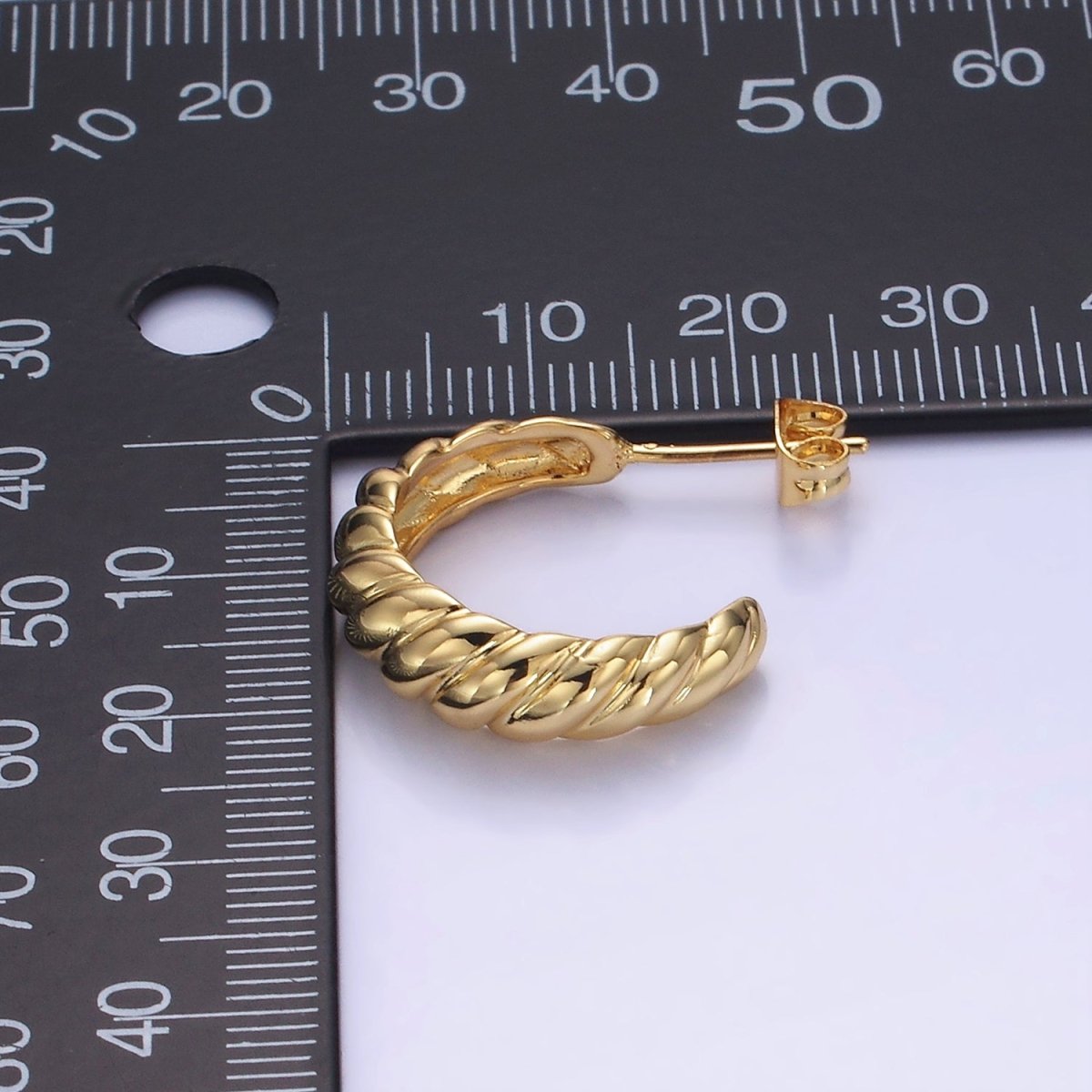 14K Gold plated 22mm Croissant C-Shaped Hoop Earrings | AB1332 - DLUXCA