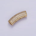 14K Gold plated 23.5 Tube Micro Paved CZ Bead | B-795 - DLUXCA