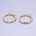14K Gold plated 23mm Dotted Hammered Hoop Earrings in Gold & Silver | AB1331 AE213