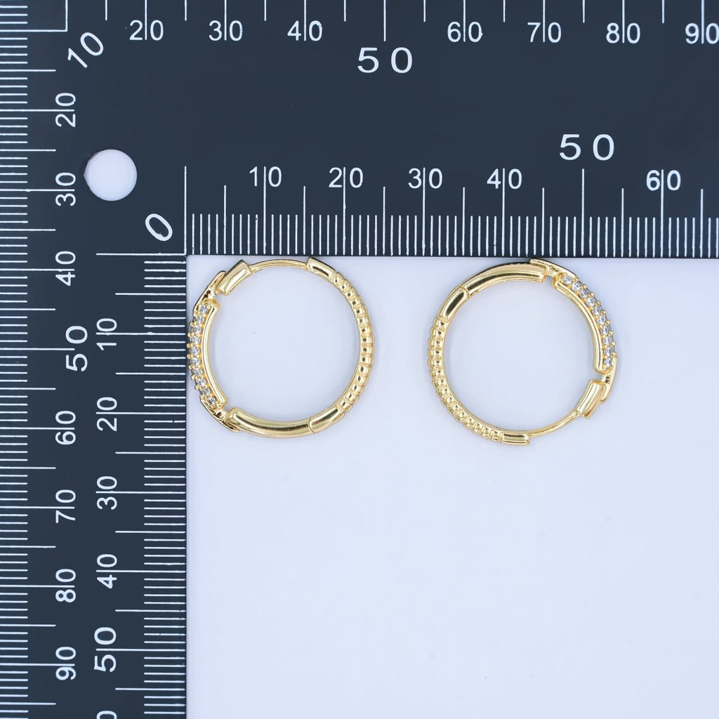 14K Gold plated 23mm Double Micro Paved CZ Endless Hoop Earrings | AB1541 - DLUXCA